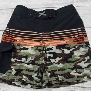 Wonder Nation Boys Black and Camouflage Swim Trunks
